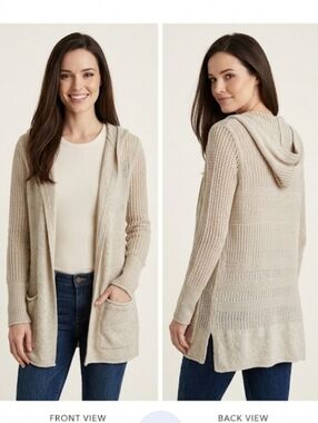 "Eddie Bauer" Hooded Open-Front Cardigan in size small.